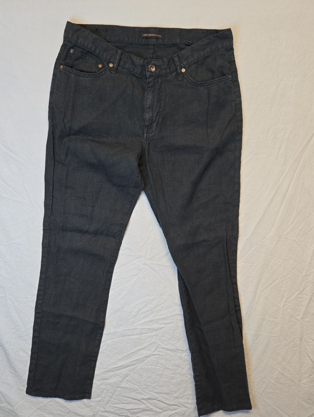 John Varvatos U.s.a Navy Blue Authentic Classic Straight Fit Linen Jeans